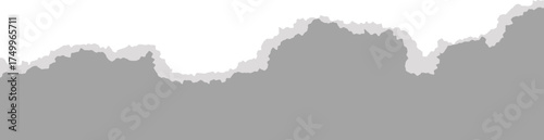 Ripped gray paper of notebook. Piece of page and sheet with torn edge for banners templates and scrapbooking design. Rough vintage patch and cardboard shape