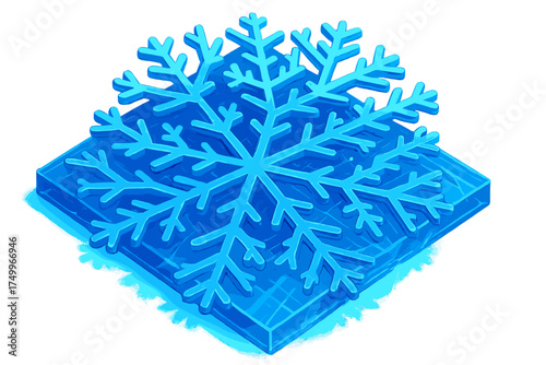 Crystalline Frost Macro View. Isometric vector illustration set Crystalline Frost Macro View: zoomed-in segment of frosted pane