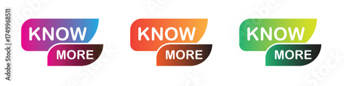 Know More button icons set in gradient colors