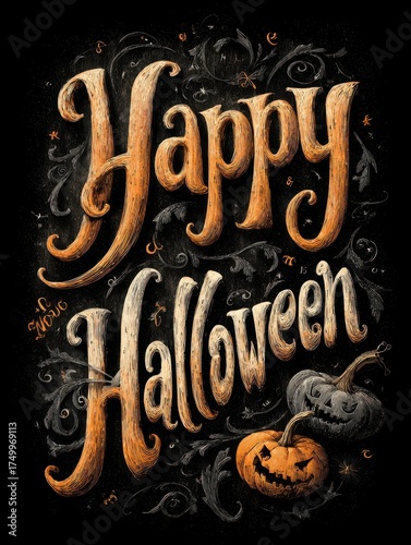 vintageinspired happy halloween design with festive typography celebrating the spooky season with decorative flair