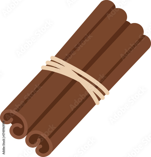 Bundled cinnamon sticks flavorful spice natural ingredient food ingredient vector