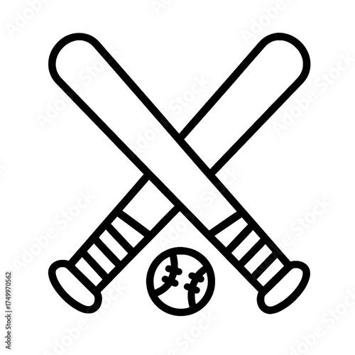 Baseball crossed bats and ball black and white vector icon
 
 
 