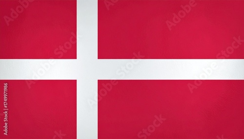 Denmark national flag (Dannebrog) with red field and white Scandinavian cross shifted toward hoist.