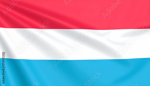 Luxembourg national flag with horizontal stripes of red, white, and light blue.