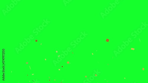 Golden confetti on green screen