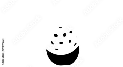 Simple Black and White Illustration of a Cupcake with Chocolate Chips.