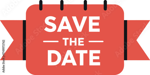 Save the date ribbon calendar announcement invitation event vector
