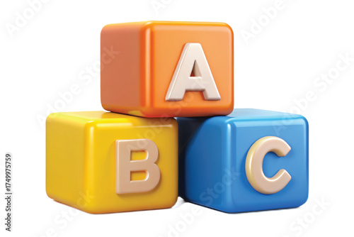 Stacked Alphabet Blocks ABC on White Background letters