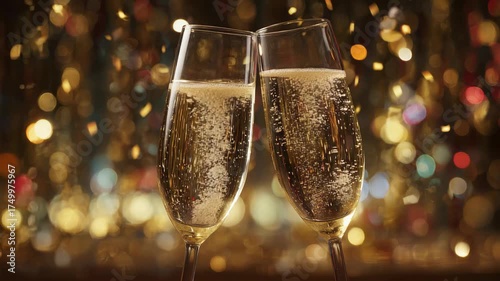 Cheers to a special occasion with clinking champagne flutes.