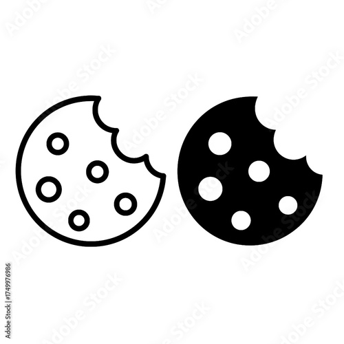 Cookie black and white vector icon set
 
 
 