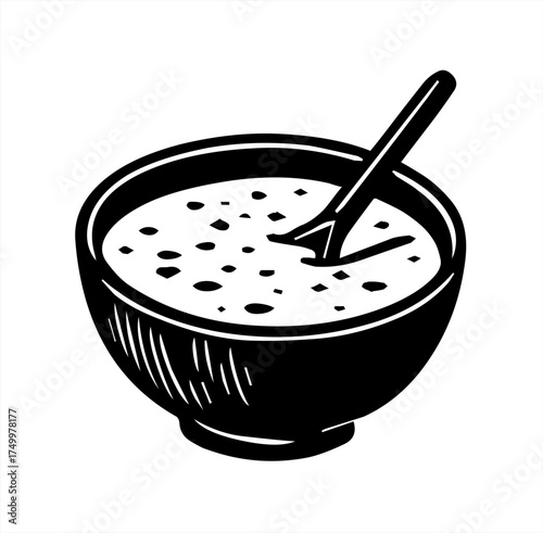 vector illustration of a bowl with a spoon