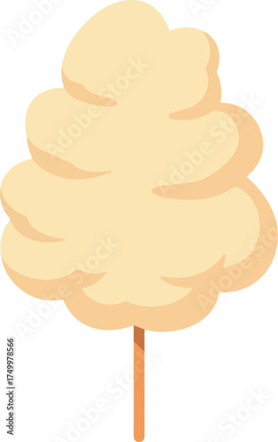 Light yellow cotton candy treat on stick sweet snack vector