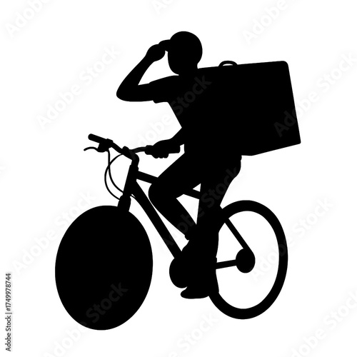 Delivery man on bicycle silhouette vector illustration
 
 
 