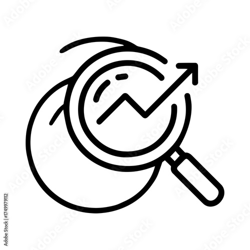 Magnifying Glass Over Upward Trend Graph Icon