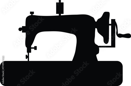 Vintage Sewing Machine Silhouette Isolated