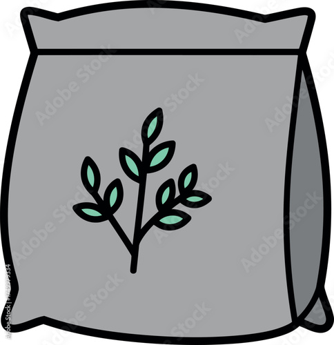 Organic fertilizer bag with plant icon vector