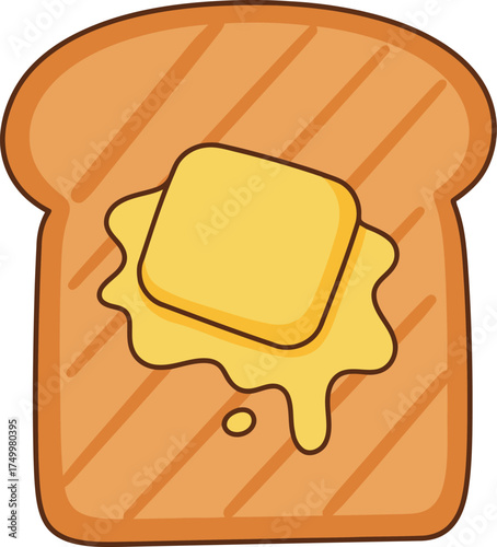 Melting butter on toasted bread slice vector
