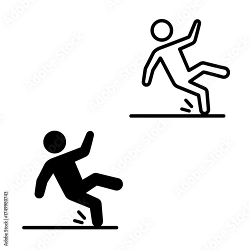 Falling Man Warning Vector Icon in Black and White
 
 
 