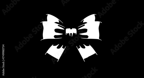 Elegant White Bow Silhouette with Detailed Edges and Unique Shape.