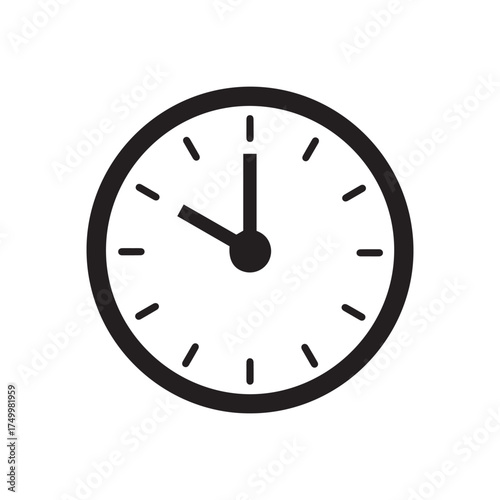 Simple Black and White Clock Icon