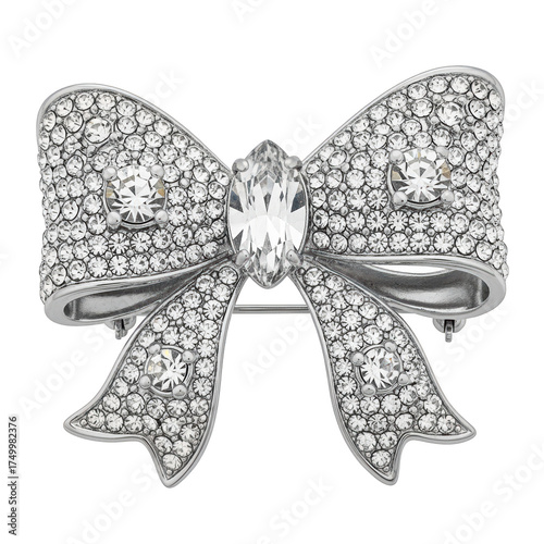 Wallpaper Mural Sparkling silver rhinestone bow brooch with gemstone center  
 Torontodigital.ca