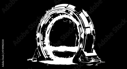 Futuristic White Portal with Intricate Geometric Design and Glowing Edges.