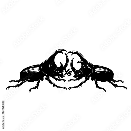 Symmetrical black and white illustration of two crabs facing each other.