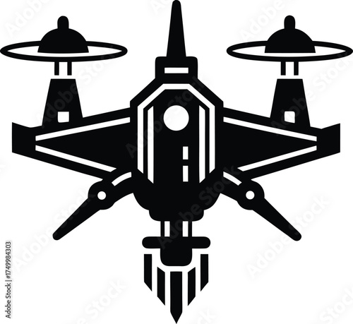 Futuristic VTOL Aircraft Silhouette Vector Design Innovative Vertical Takeoff Landing Flying Vehicle Graphic Element