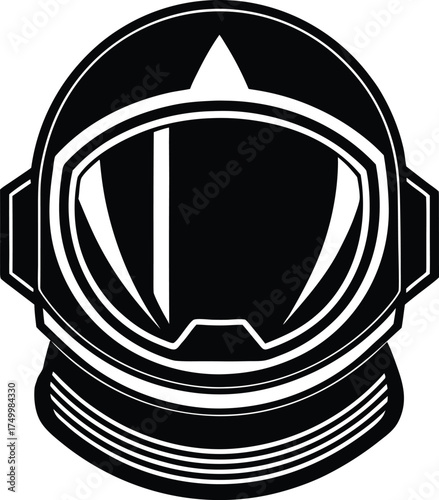 Astronaut Helmet Silhouette Vector Design Space Explorer Headgear Outline Drawing Cosmonaut Visor Protective Equipment Icon