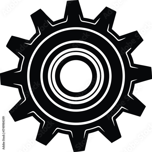 Mechanical Gear Cogwheel Icon Industrial Engineering Technology Symbol Engine Mechanism Part Component Machine Tool Vector Design