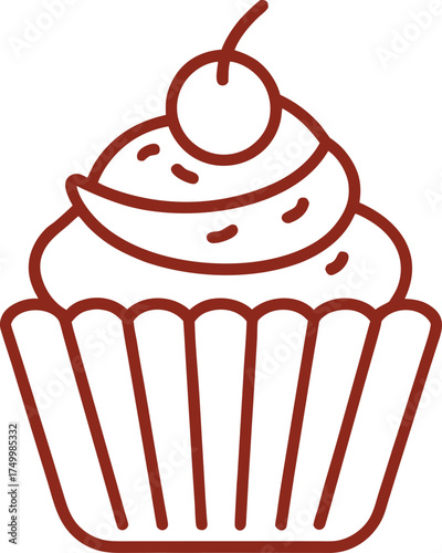 Cupcake outline vector icon