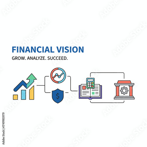 A flat-line design concept tailored for finance, market analysis, financial planning, accounting, corporate financial strategy, financial management, and investment, intended for a website banner and