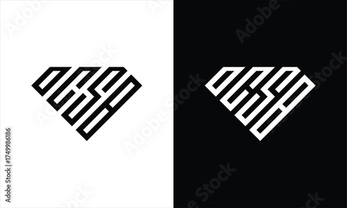Dynamic diamond logo design showcasing abstract geometric shapes in contrasting black and white backgrounds