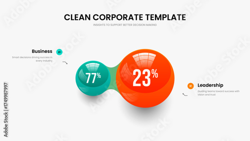 Corporate Campaign Slide Layout Vector Illustration. Consulting Plan Two Element Infographic Frame Design. Science Strategy 2 Step Chart Slideshow Template.