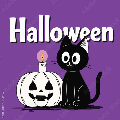  Vector illustration Halloween of ghosts, pumpkins, bats for flayer, poster, card