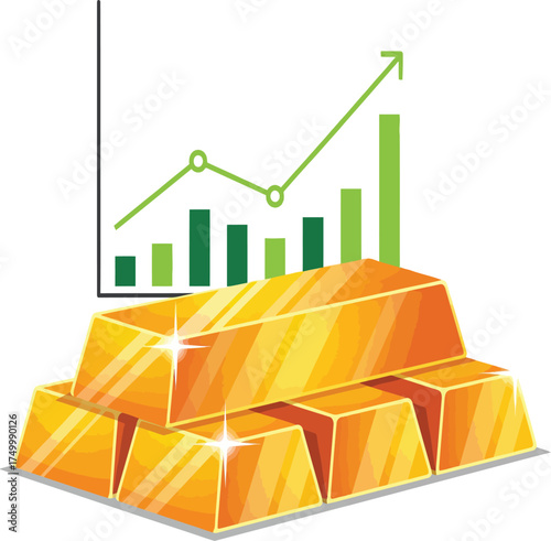 Vector, illustration of gold stocks experiencing a decline, down, industry, mining, materials, finance, poster, background