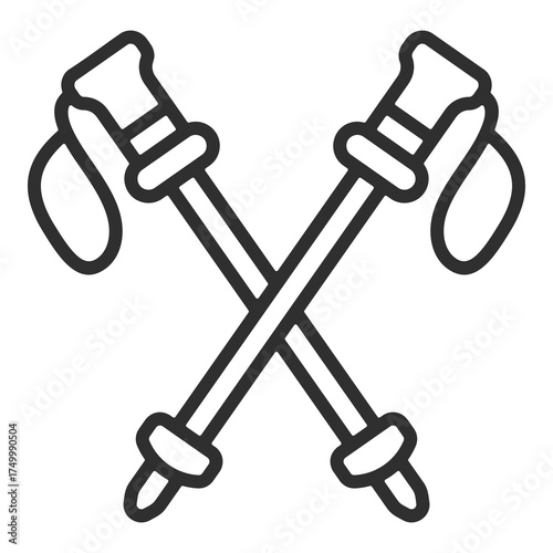 Trekking Pole Icon Single Vector Collection 