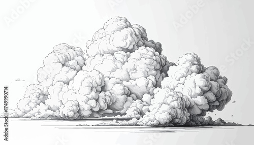 Explosion cloud over water dramatic scene
