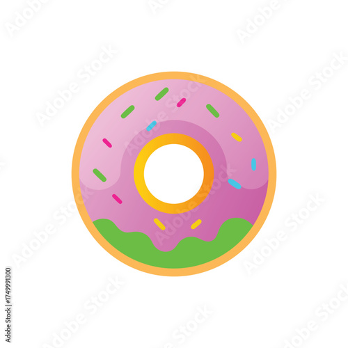 A whimsical donut with colorful sprinkles vector art illustration