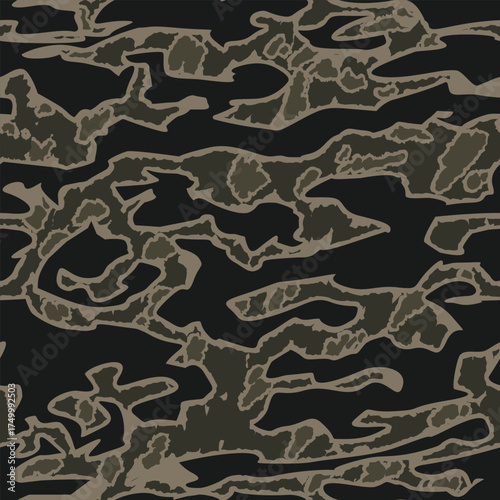 Vector seamless camo tiger stripe army fatigue pattern design