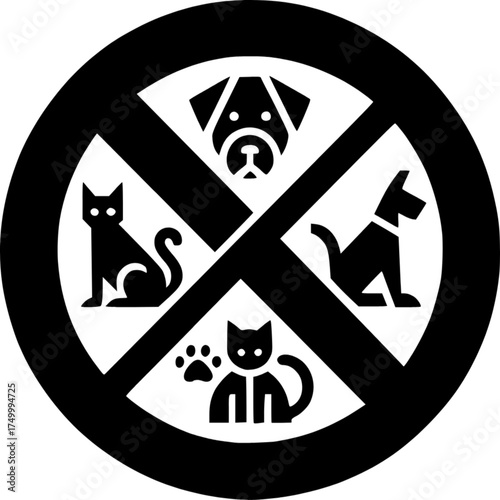 No Pets Allowed: A simple yet effective sign that communicates a clear message: No pets are permitted in this area, ensuring a safe and accommodating environment for everyone.