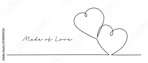 Two Hearts in One Continuous Line Drawing. Line Art. Concept of Love, Romance and Valentines Day in Simple Linear Style. Vector Illustration. Hand Drawn Monoline