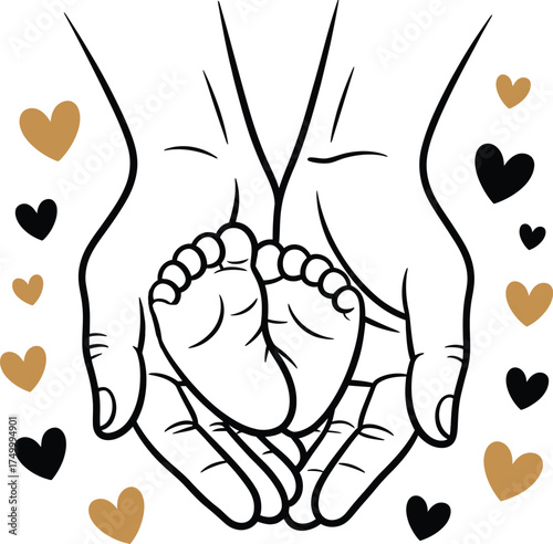 Hands Holding Baby Feet Shaped as Heart