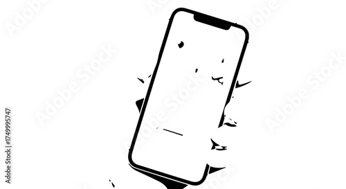 Black and White Smartphone with Blank Screen, Angled View, Modern Design.
