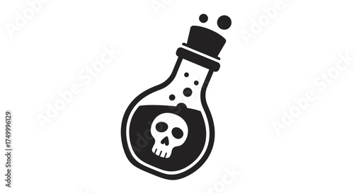 Danger skull poison bottle icon symbol graphic representation of toxic liquid in a flask for warnings isolated on white background