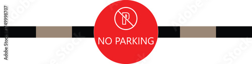 No parking sign vector, no parking icon. white and red no parking icon.