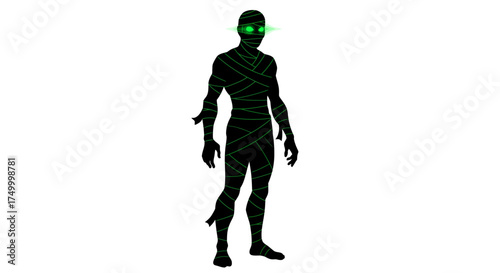 Futuristic cybernetic man with glowing eyes and intricate robotic body design silhouette standing still looking forward vector