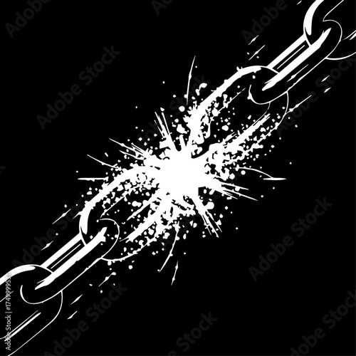 Broken Chain Illustration Symbolic Representation of Freedom and Disruption.
