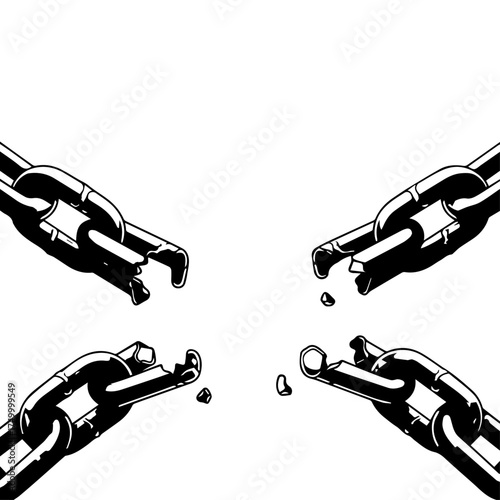 Broken Chain Links Symbol of Freedom Liberation and Breaking Free from Constraints.