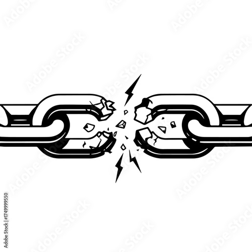 Broken Chain Illustration Depicting Freedom Disconnection and Overcoming Obstacles.